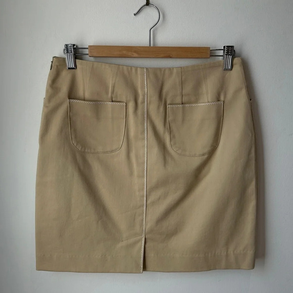 Vintage  Beige contrast stitch‎ skirt with pockets - Picture 4 of 7